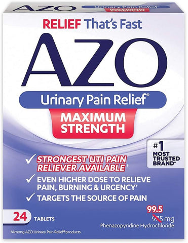 AZO Urinary Pain Relief Maximum Strength for UTI Symptoms, 24 Tablets