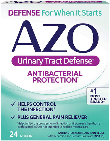 AZO Urinary Trace Defense Antibacterial Protection for Urinary Tract Infection, 24 Tablets