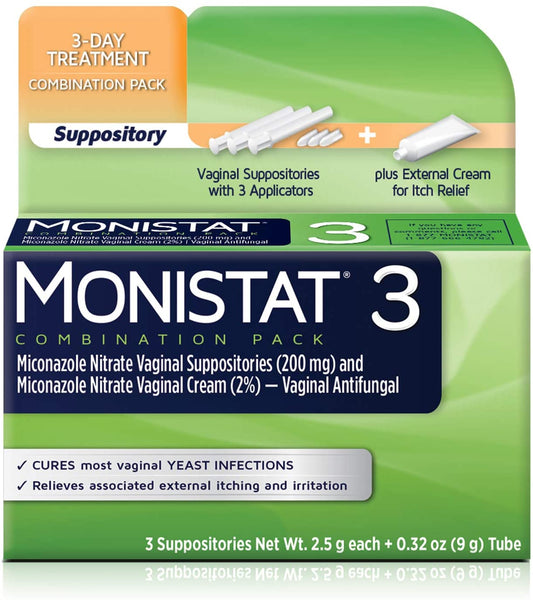 Monistat 3-Day Treatment Combination Pack, Suppository for Vaginal Yeast Infection Treatment