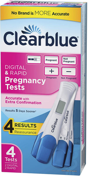 Clearblue Digital & Rapid Pregnancy Test Pack, with Smart Countdown & Rapid Detection, 4 Tests